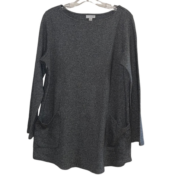Pure Jill Women's Gray, Long Sleeve, Scoop neck w/ Front pockets Tunic. Size Med - Picture 2 of 5